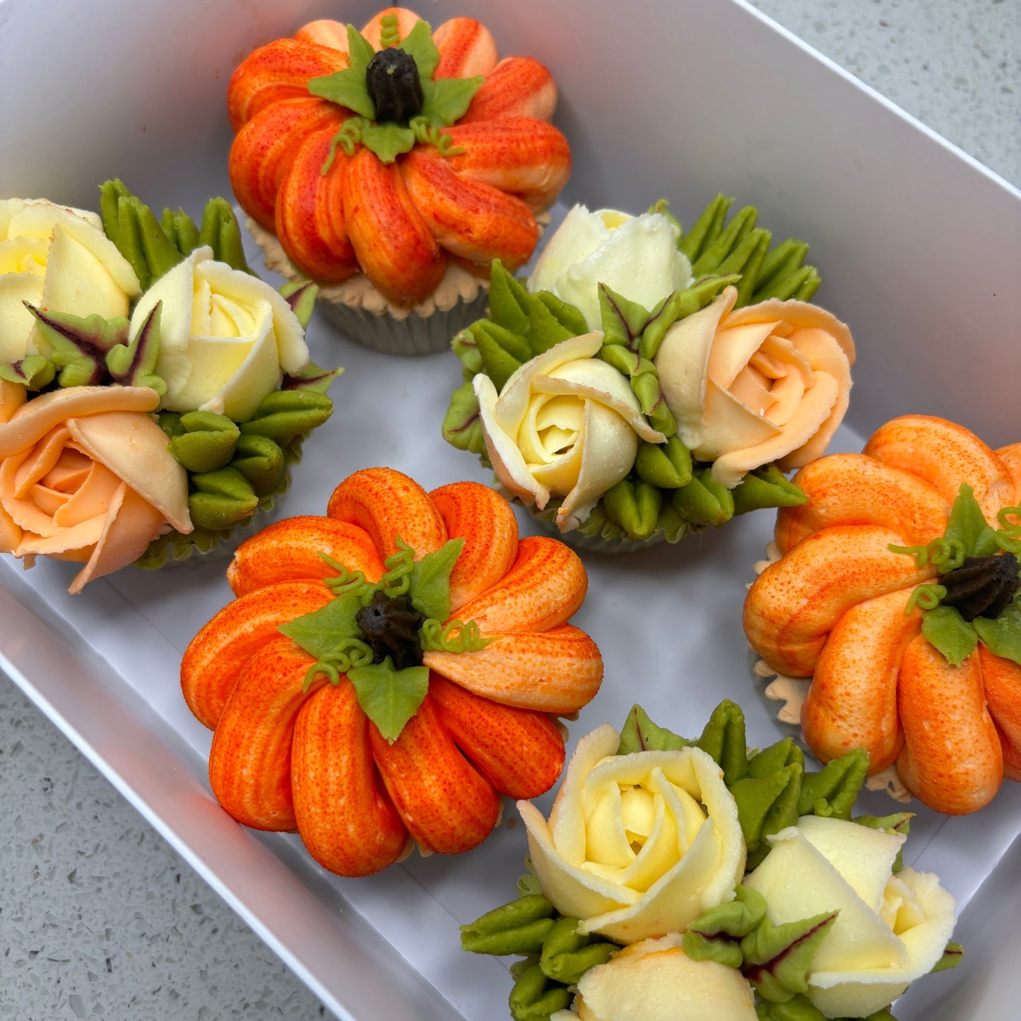 Deluxe Cupcake Box - Pumpkins and Roses